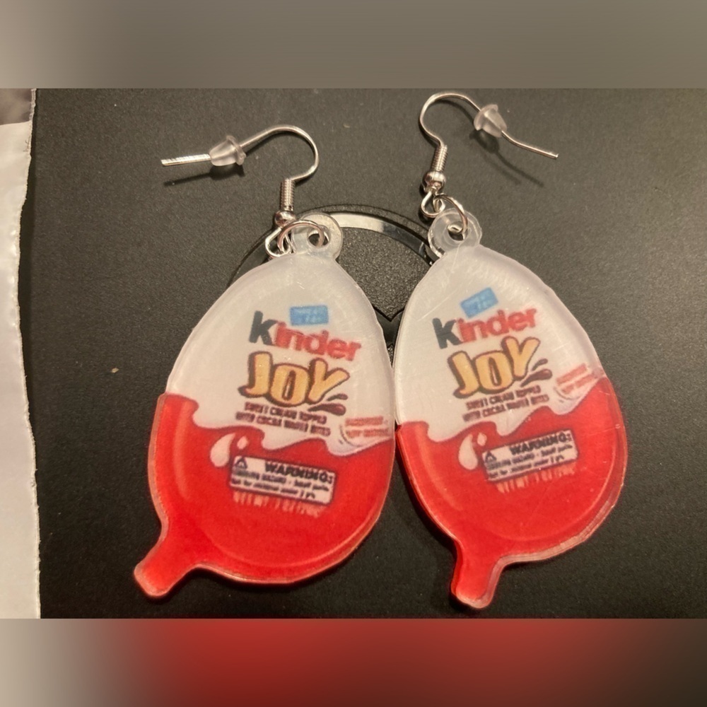 4/$25 Kinder Joy dangle earrings. NWOT. Adorable & perfect for the candy fan
